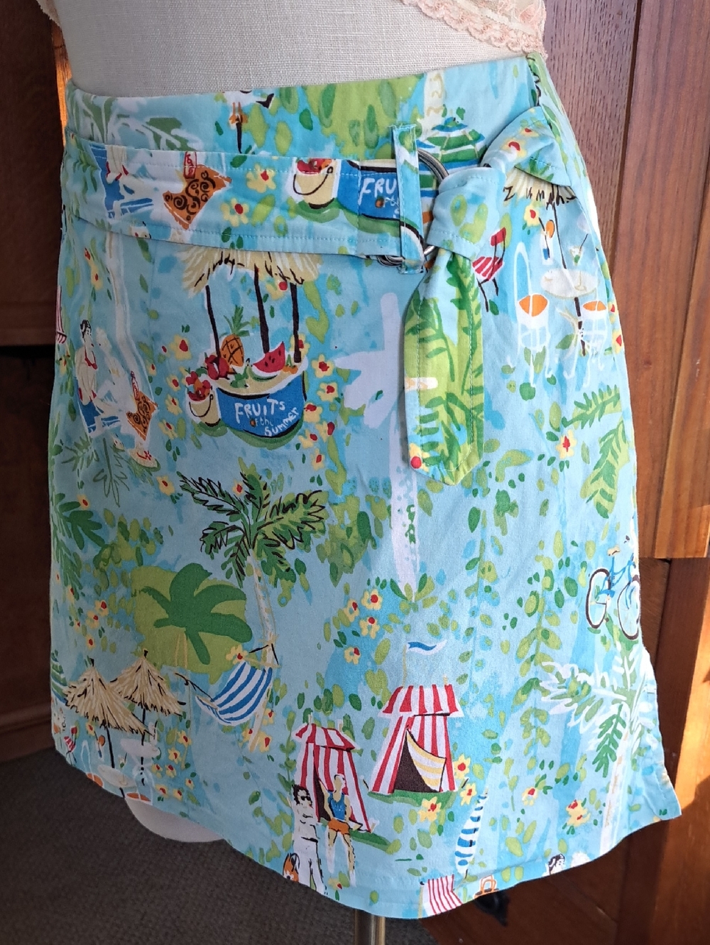 Larry Levine Tropical Cabana Beach Print Skort Size 6 - Picture 2 of 11